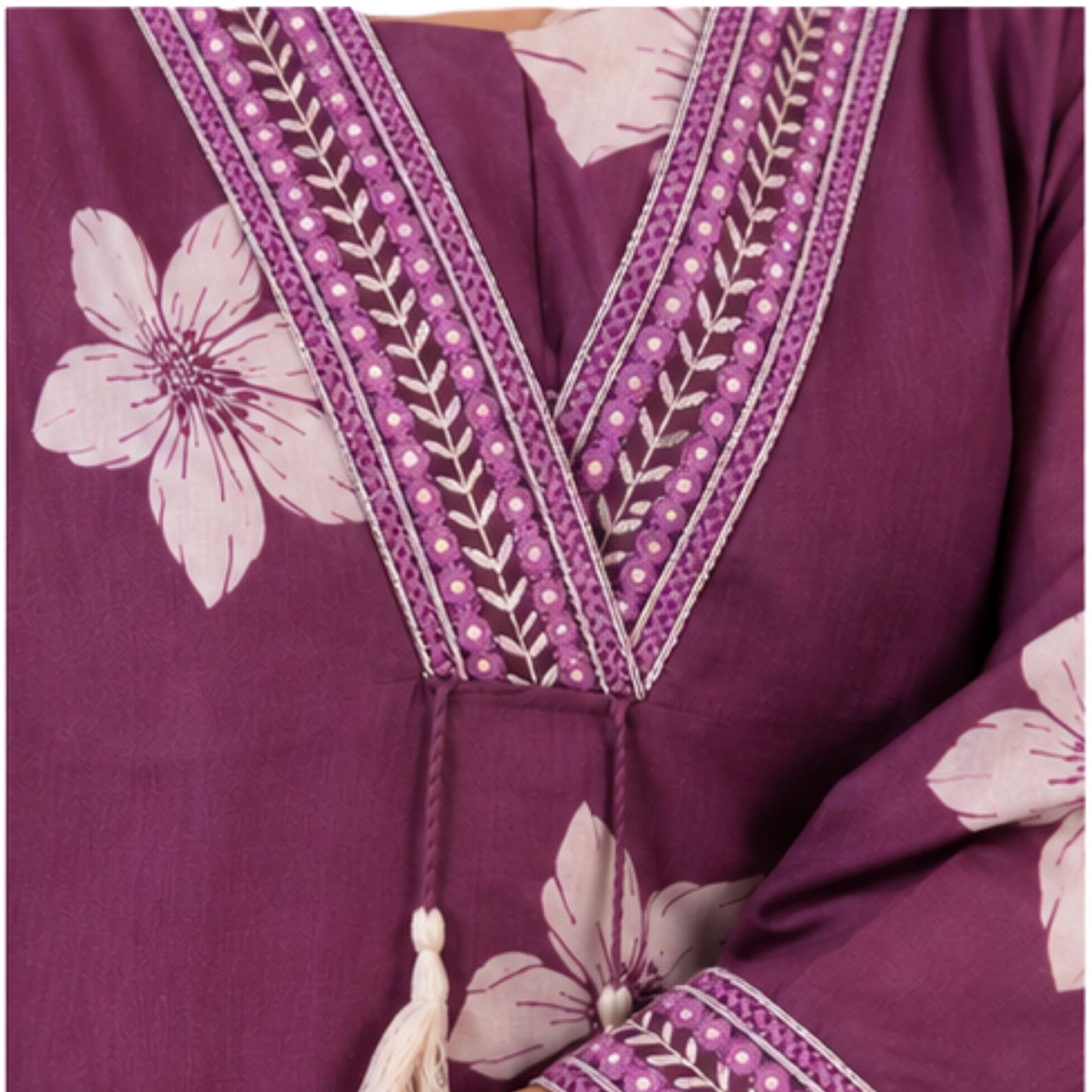 Mauve Purple Floral Printed Suit Set