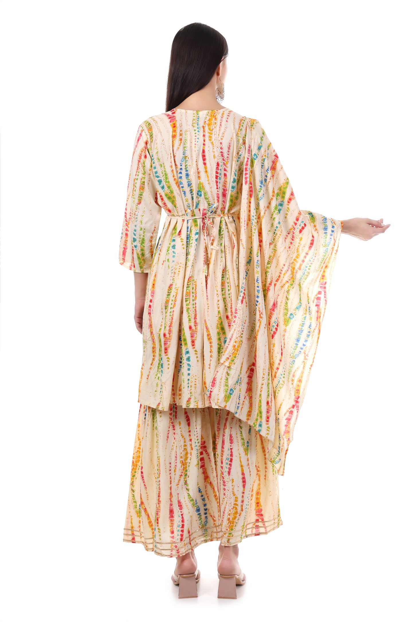 Yellowed embroidered sharara set. This set comes with a dupatta and kurta