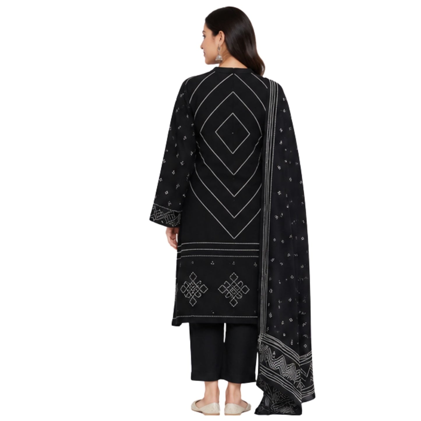 Black Geometric Printed kurta Set