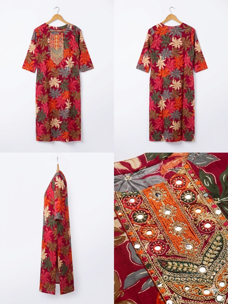 Autumn Bloom Printed Kurti