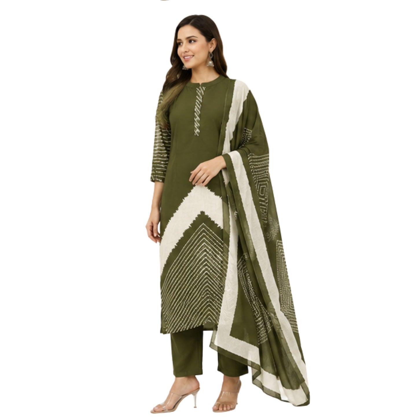 Olive Green Tie-Dye Shibori kurta Set