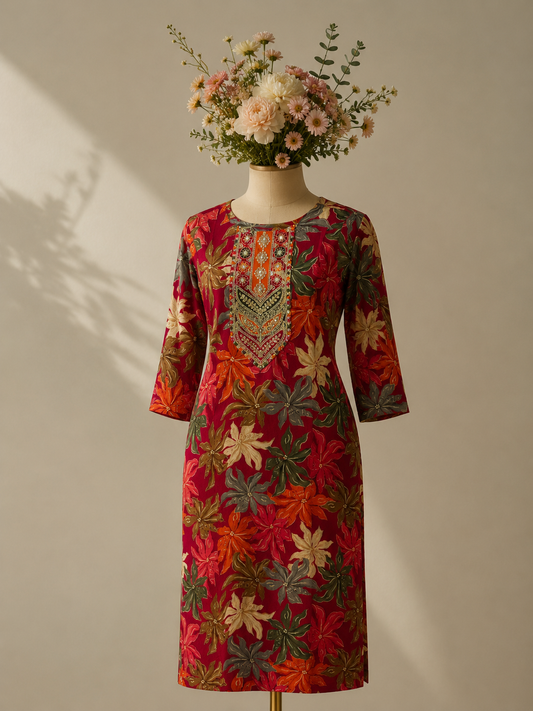 Autumn Bloom Printed Kurti