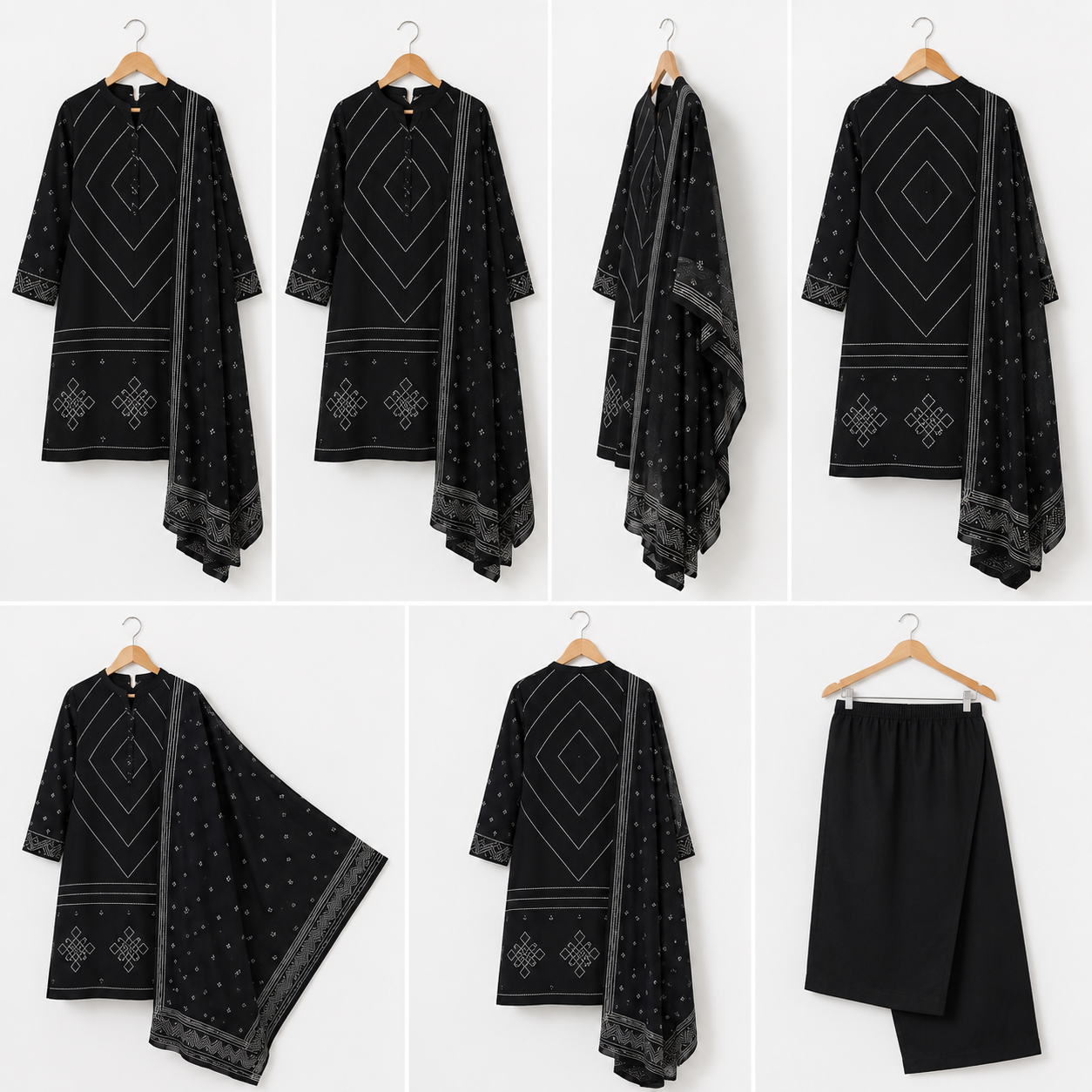Black Geometric Printed kurta Set