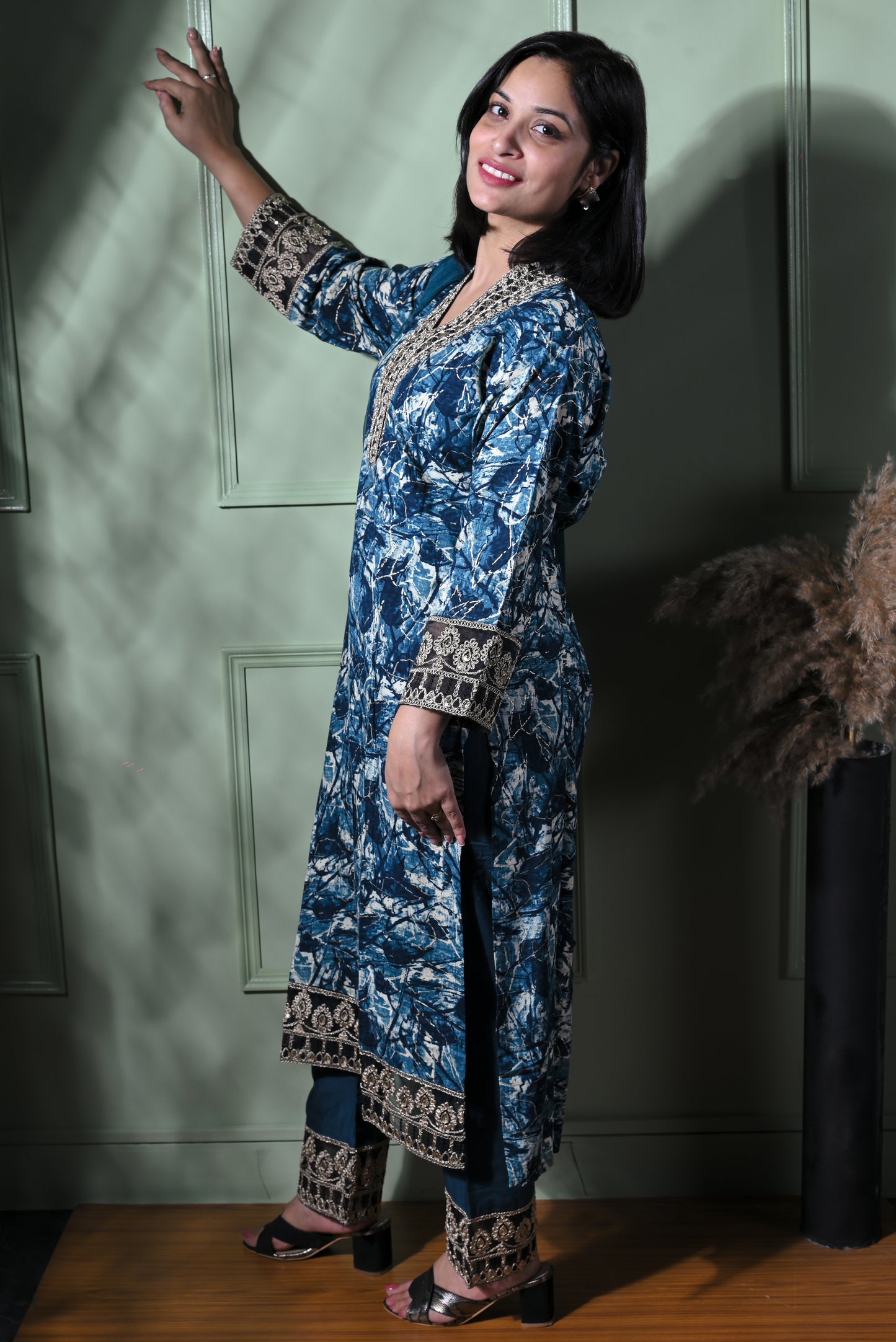 Printed kurta with pants and dupatta